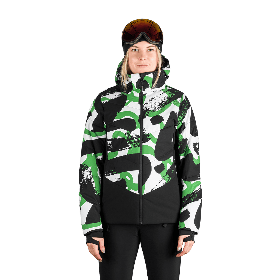 BU-6355SNW women's ski allover print insulated jacket KAYLEIGH