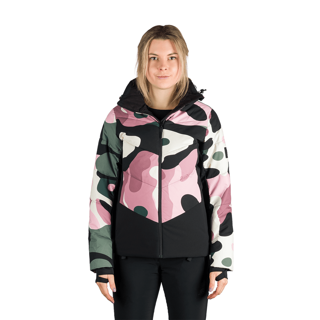BU-6355SNW women's ski allover print insulated jacket KAYLEIGH