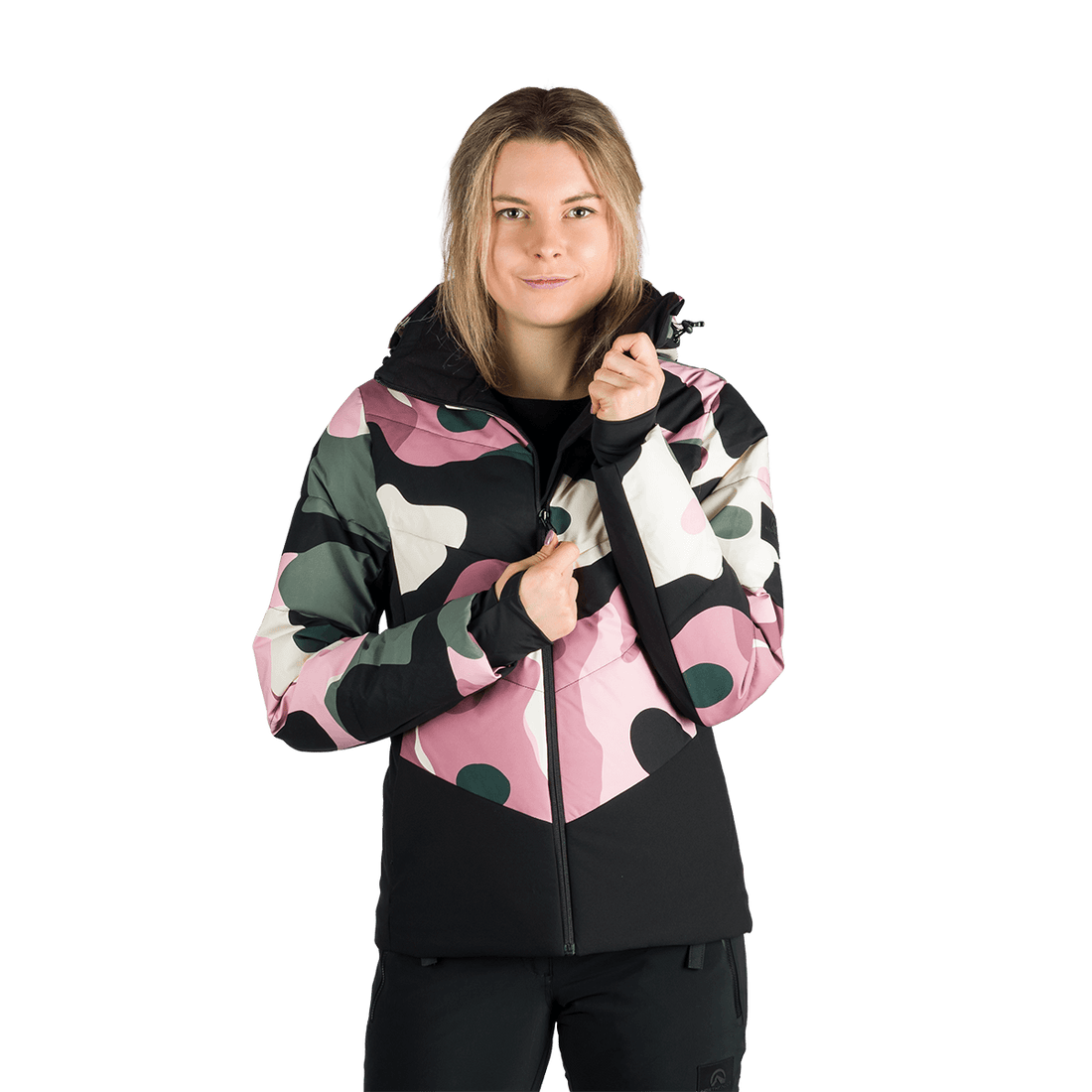 BU-6355SNW women's ski allover print insulated jacket KAYLEIGH