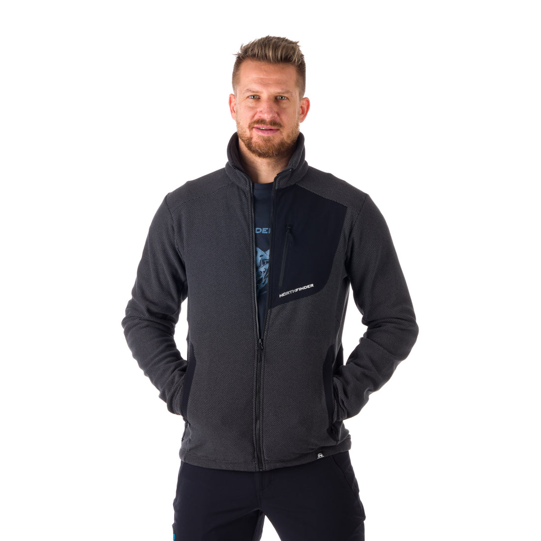 MI-3774OR men's trekking fleece sweater melange style BELLAMY