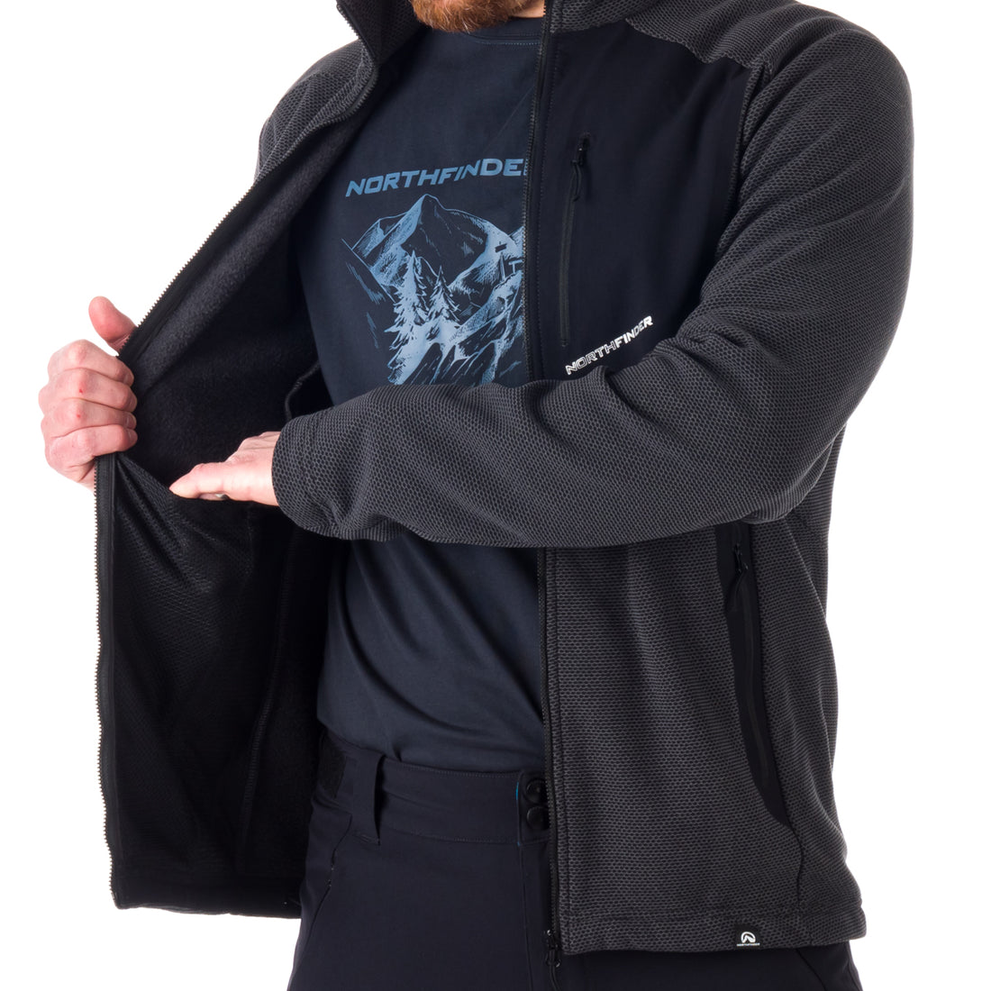 MI-3774OR men's trekking fleece sweater melange style BELLAMY