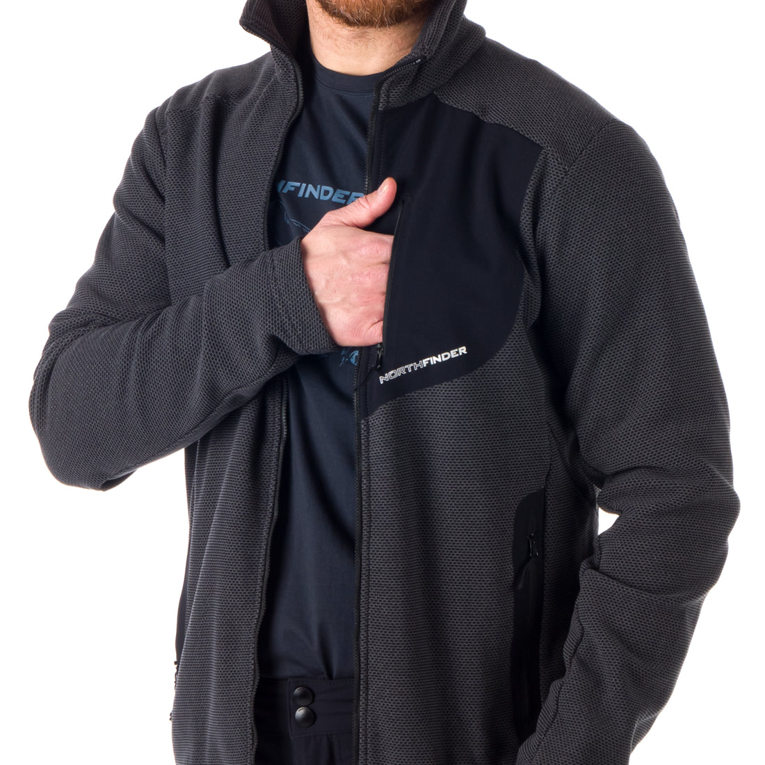 MI-3774OR men's trekking fleece sweater melange style BELLAMY
