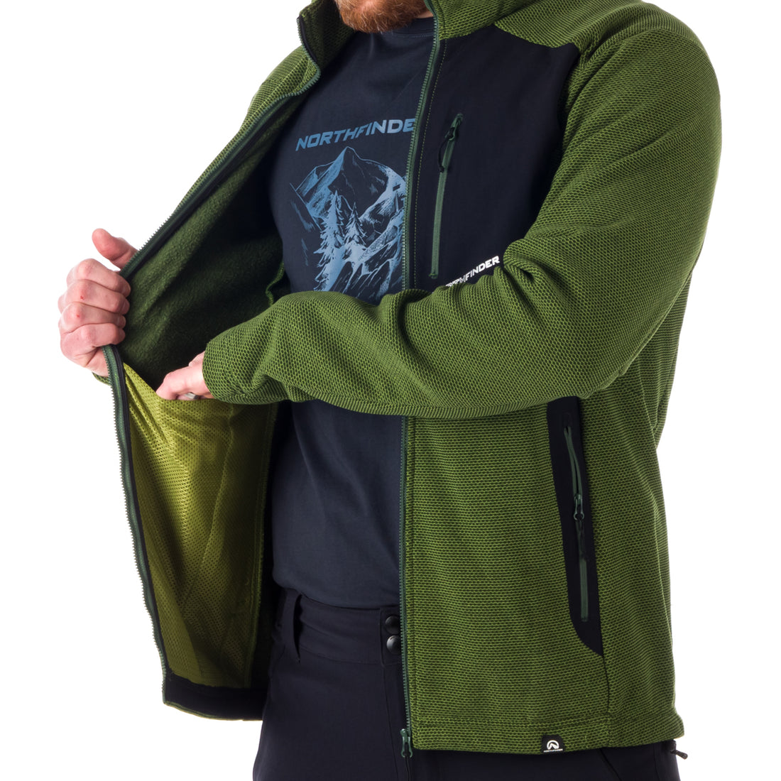 MI-3774OR men's trekking fleece sweater melange style BELLAMY