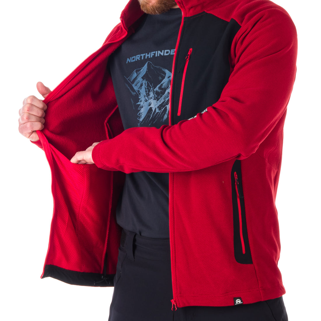 MI-3774OR men's trekking fleece sweater melange style BELLAMY