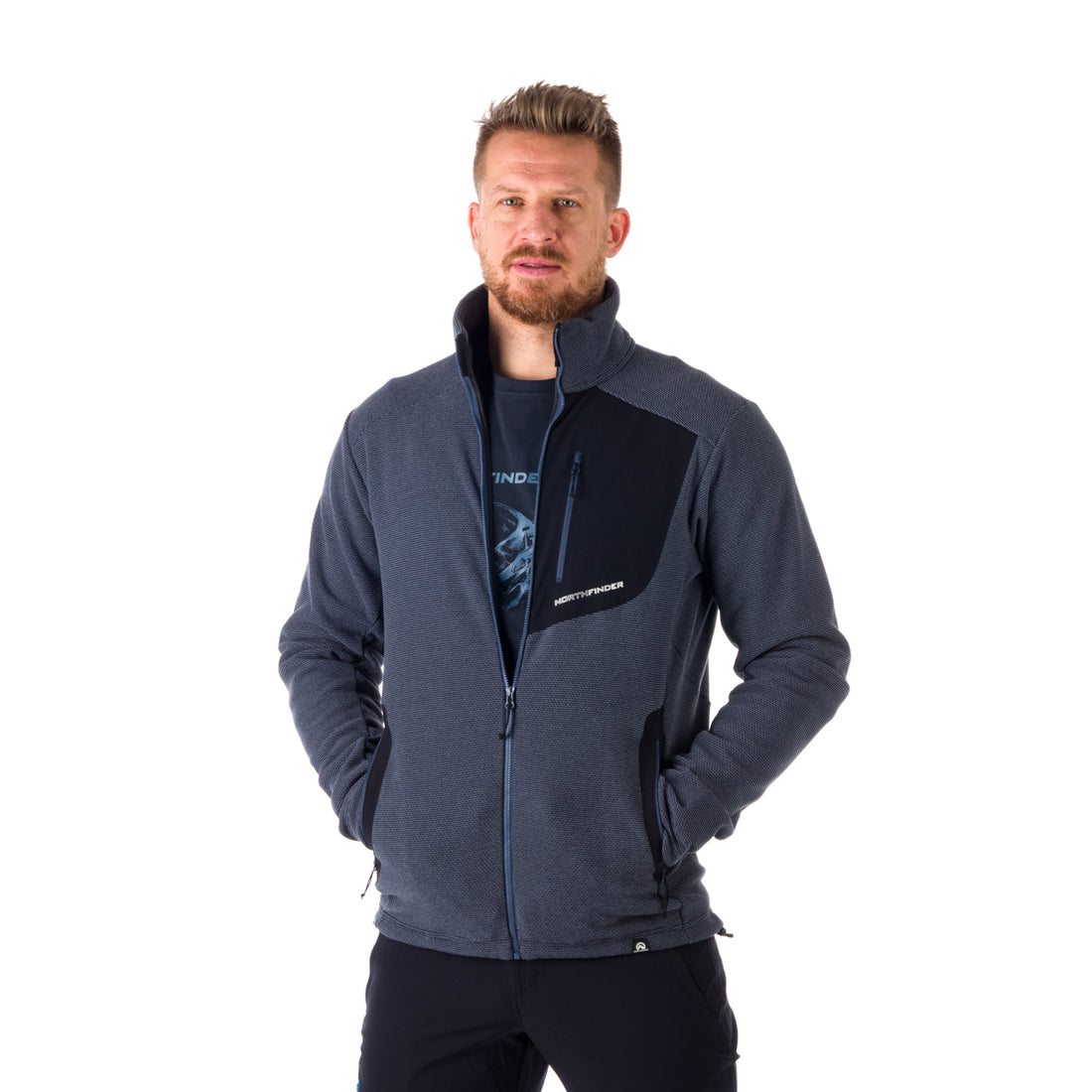 MI-3774OR men's trekking fleece sweater melange style BELLAMY
