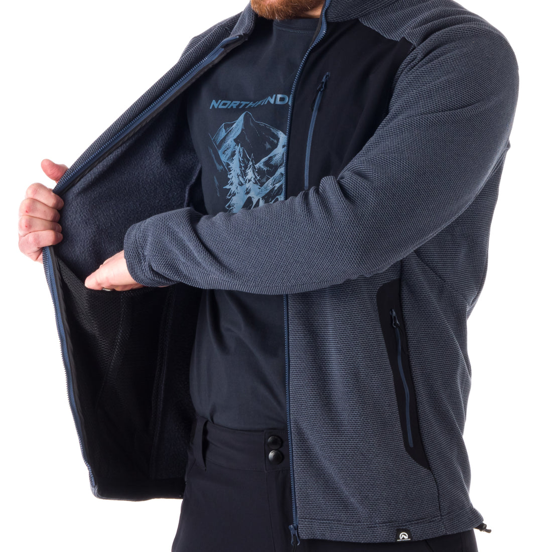 MI-3774OR men's trekking fleece sweater melange style BELLAMY