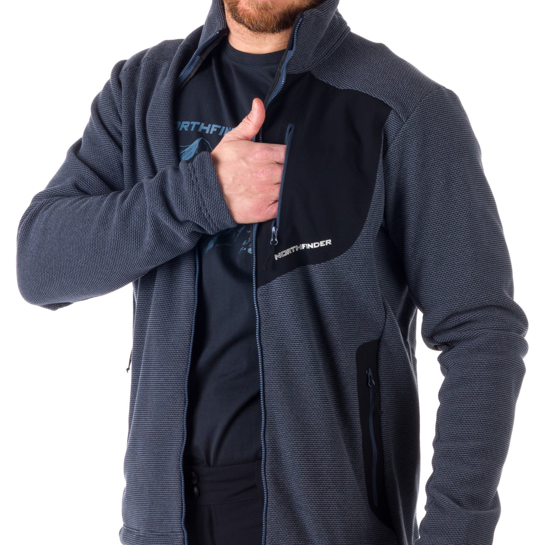 MI-3774OR men's trekking fleece sweater melange style BELLAMY
