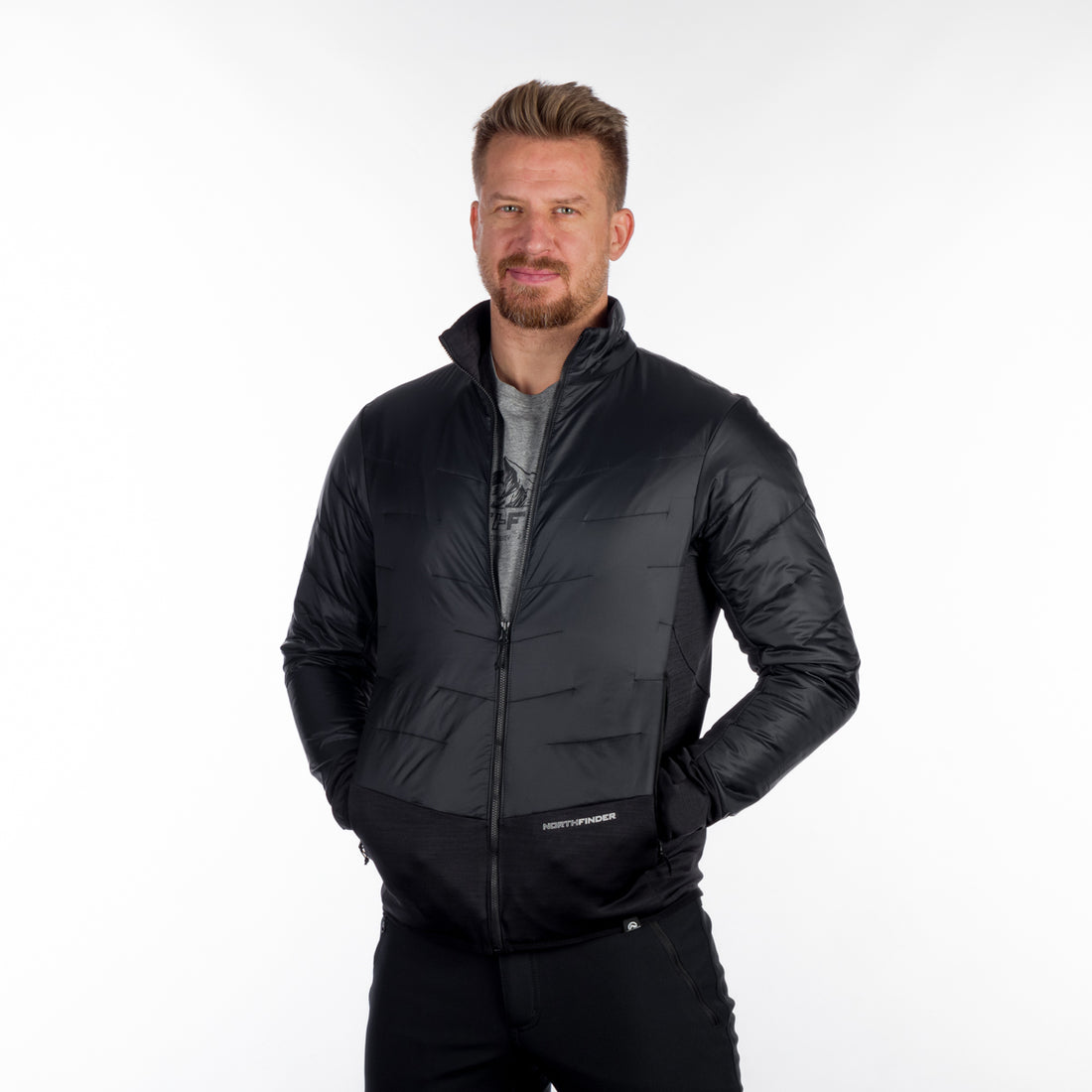 MI-3812OR men's hybrid windproof outdoor sweater with PrimaLoft ELDON