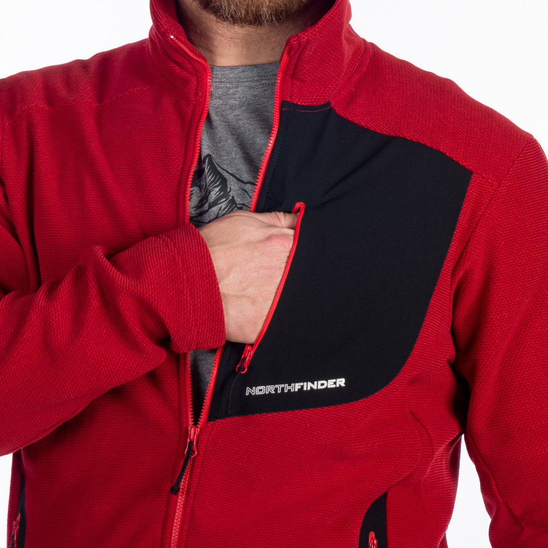 MI-3813OR men's trekking fleece sweater melange style BOB
