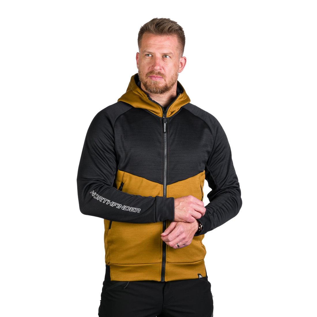 MI-3828OR men's active multisport melange fleece hoody sweater KEN
