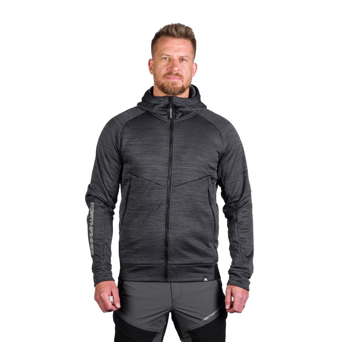 MI-3828OR men's active multisport melange fleece hoody sweater KEN