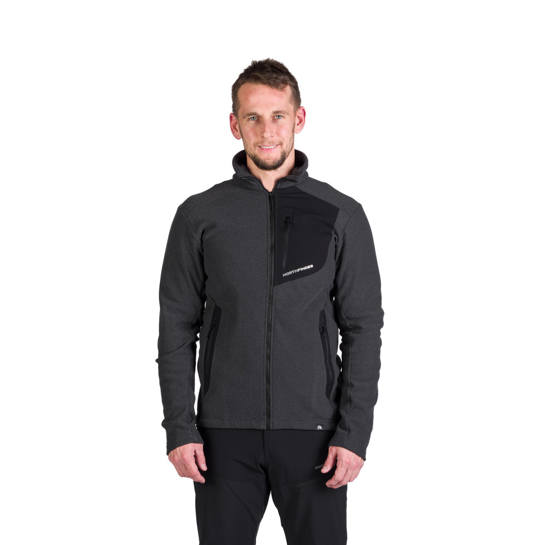 MI-3845OR men's trekking fleece sweater melange style LUDOVICO