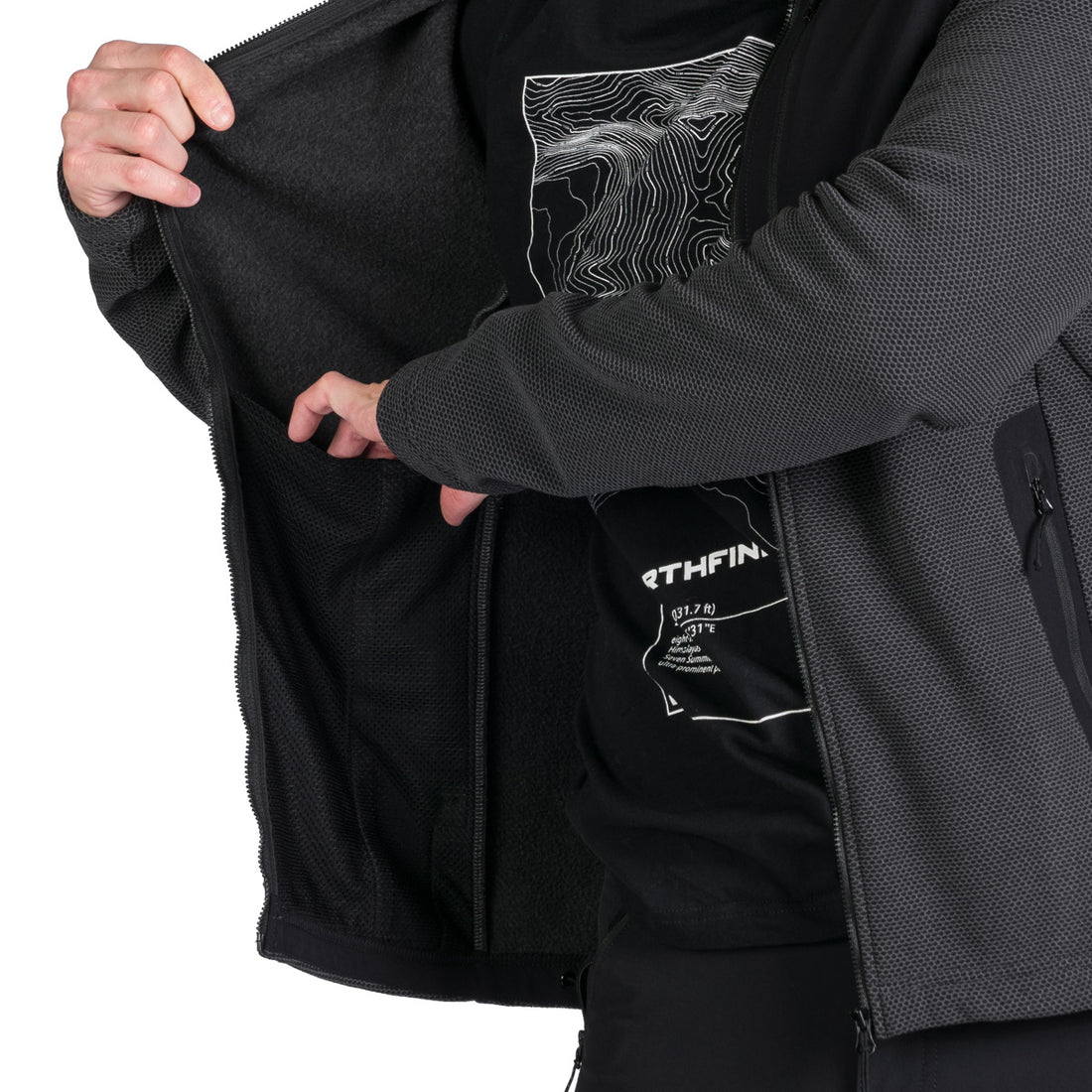 MI-3845OR men's trekking fleece sweater melange style LUDOVICO