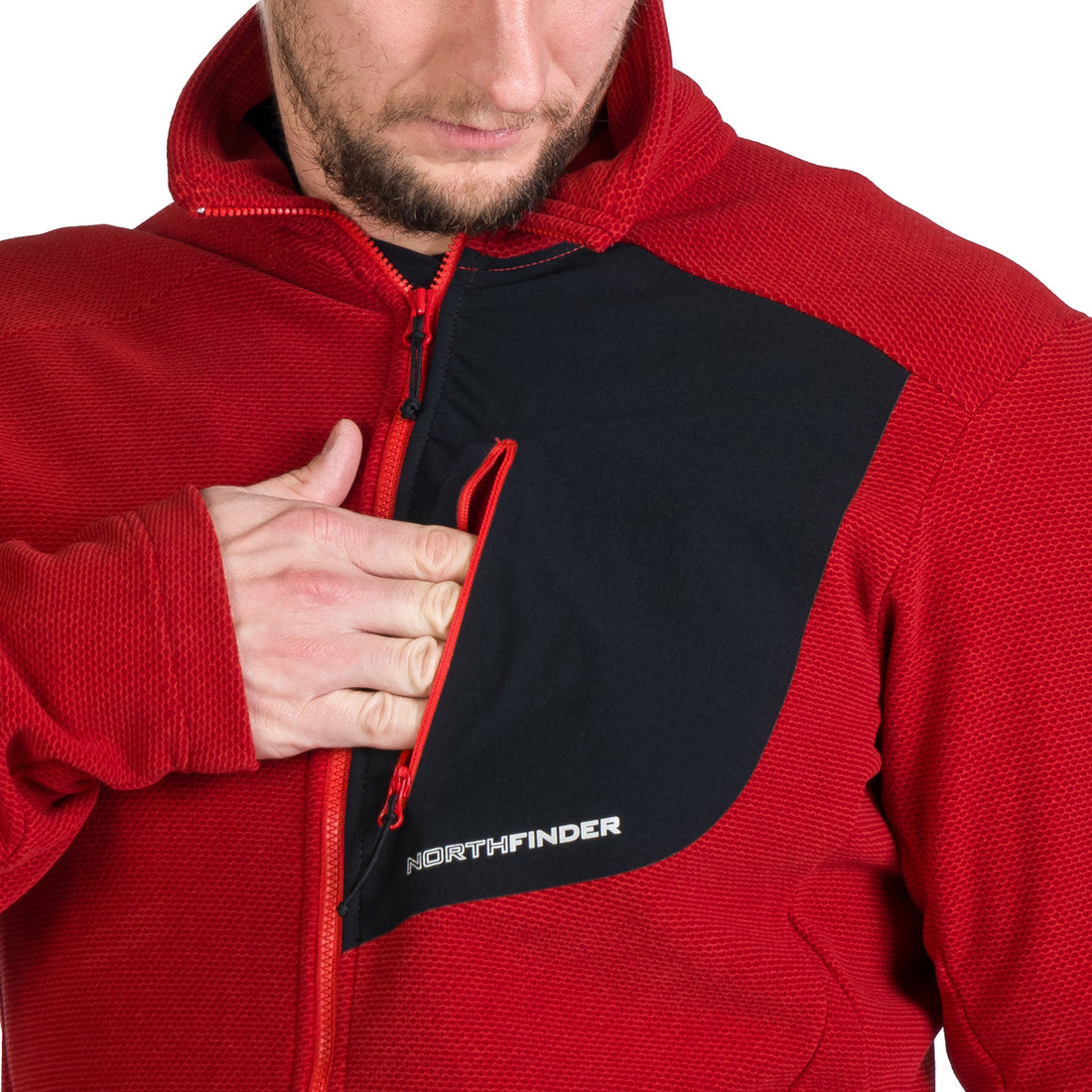 MI-3845OR men's trekking fleece sweater melange style LUDOVICO
