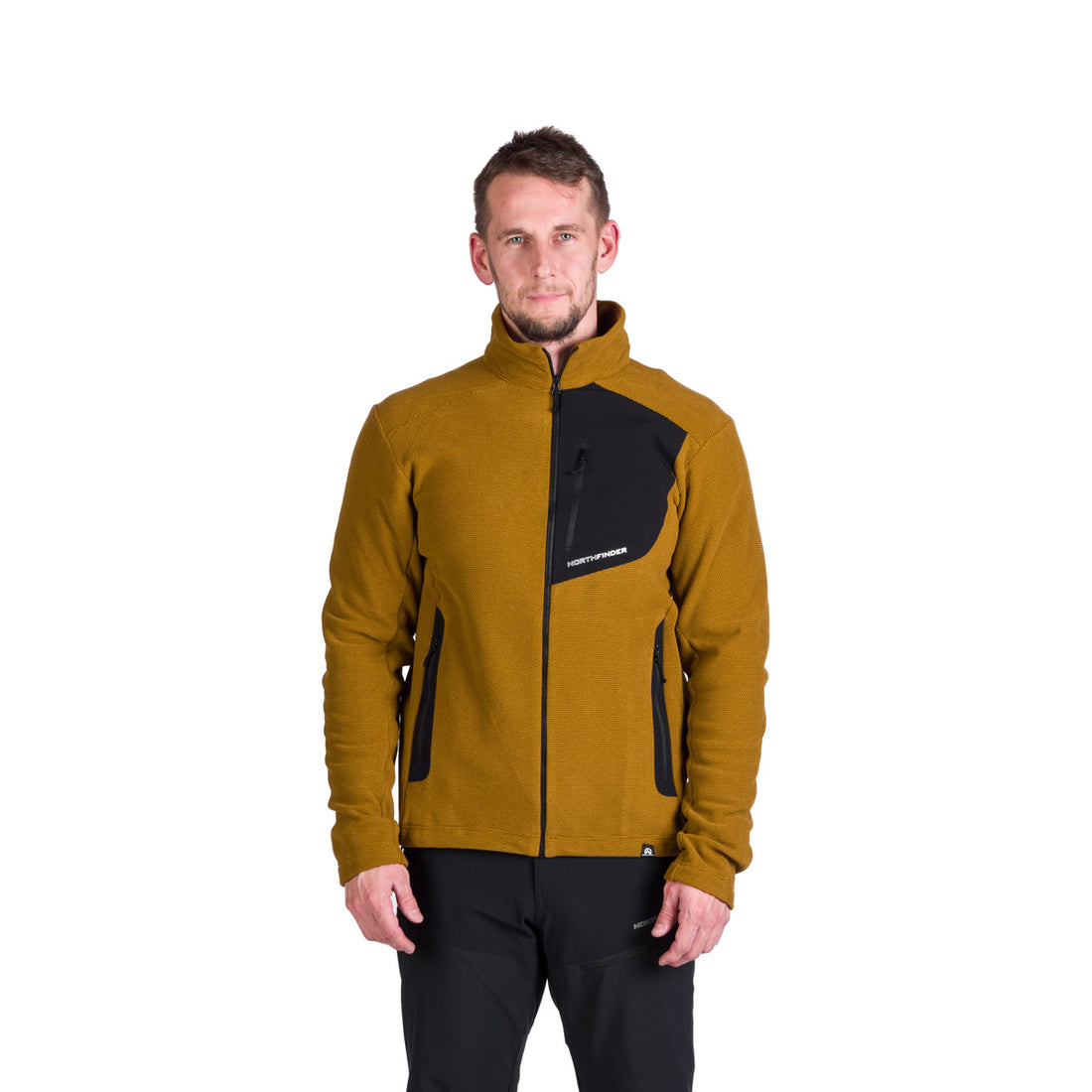 MI-3845OR men's trekking fleece sweater melange style LUDOVICO