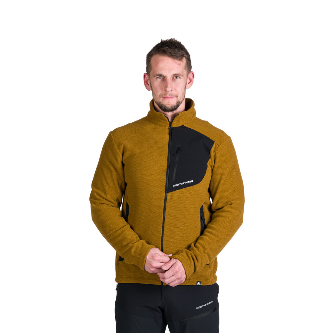 MI-3845OR men's trekking fleece sweater melange style LUDOVICO