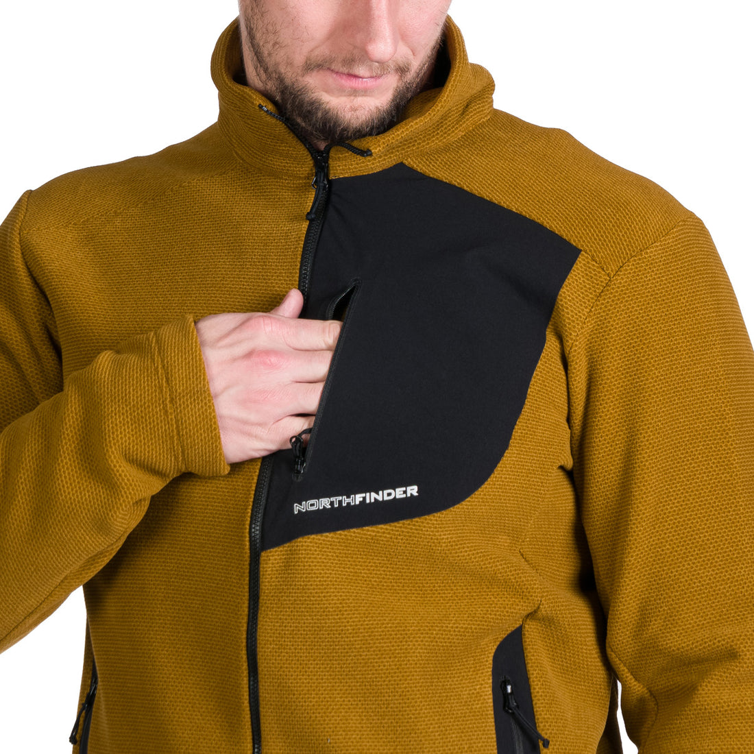 MI-3845OR men's trekking fleece sweater melange style LUDOVICO
