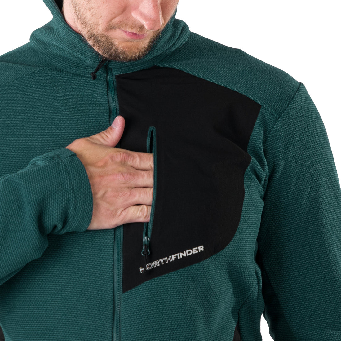 MI-3845OR men's trekking fleece sweater melange style LUDOVICO