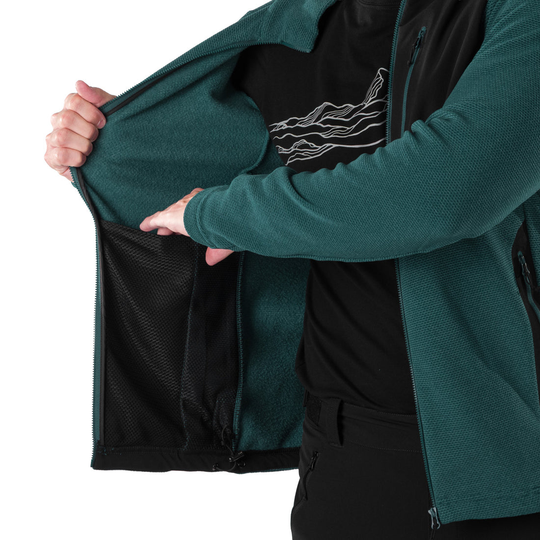 MI-3845OR men's trekking fleece sweater melange style LUDOVICO