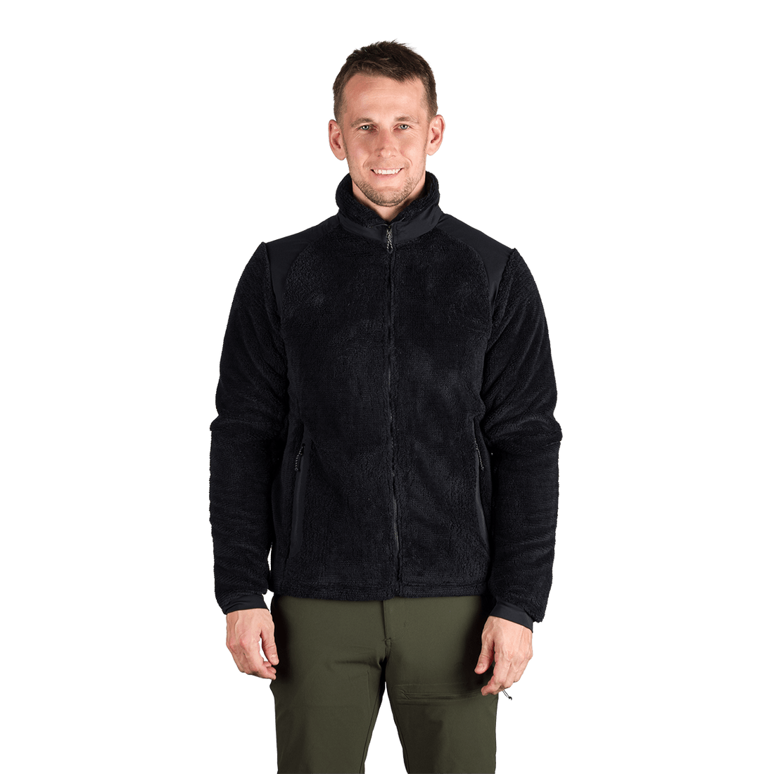 MI-3885OR men's sherpa fleece sweater with reinforcement MIKOLAJ
