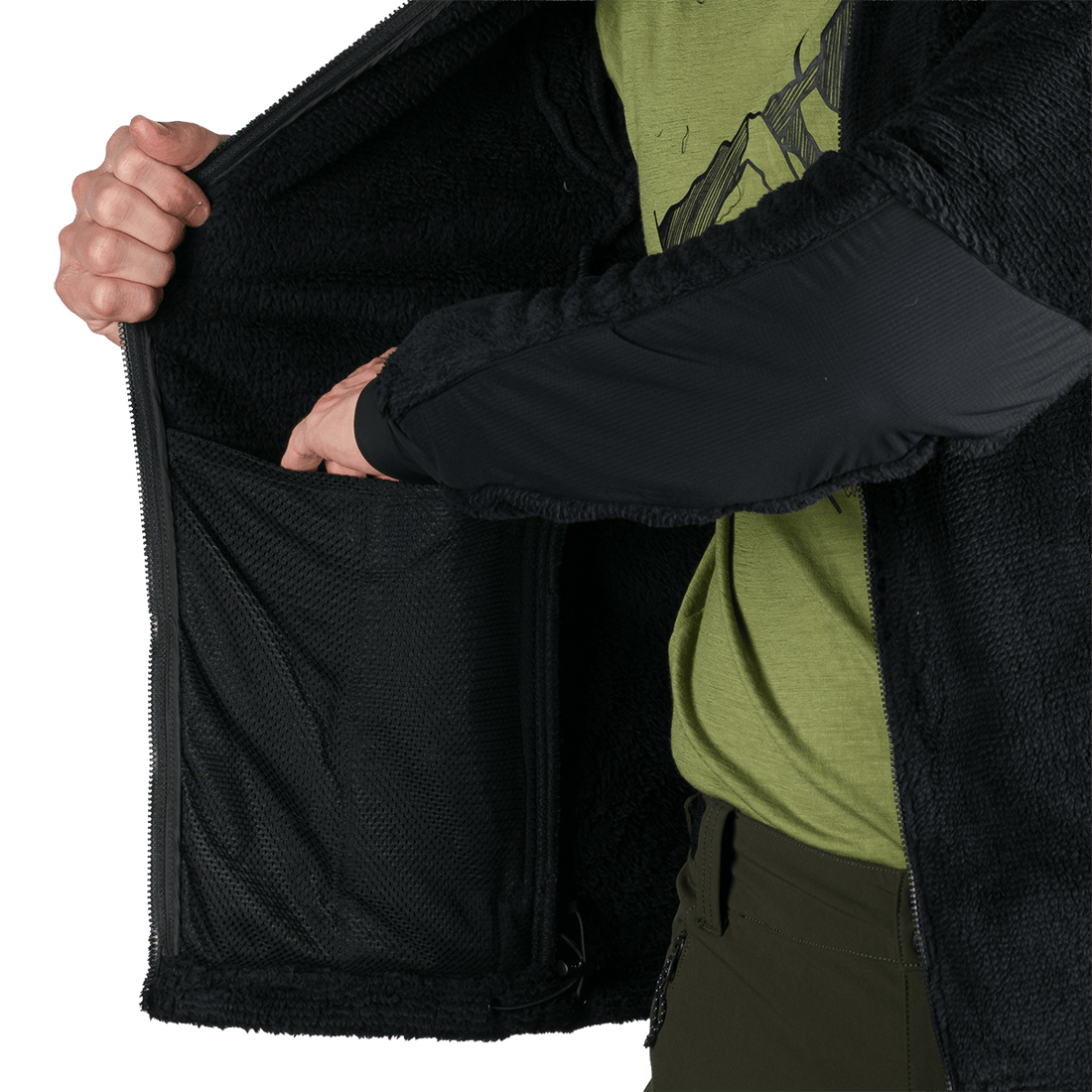 MI-3885OR men's sherpa fleece sweater with reinforcement MIKOLAJ