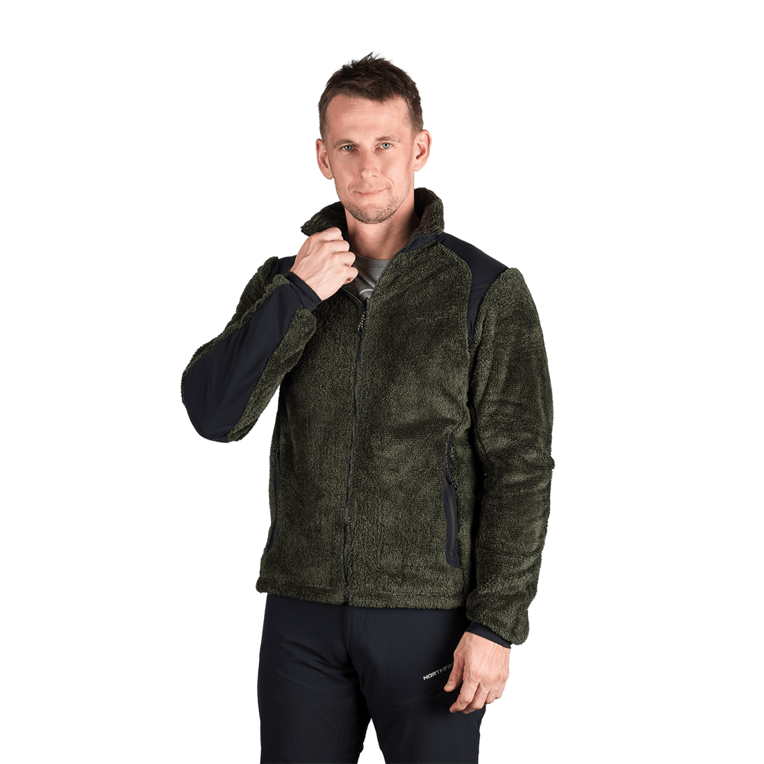 MI-3885OR men's sherpa fleece sweater with reinforcement MIKOLAJ
