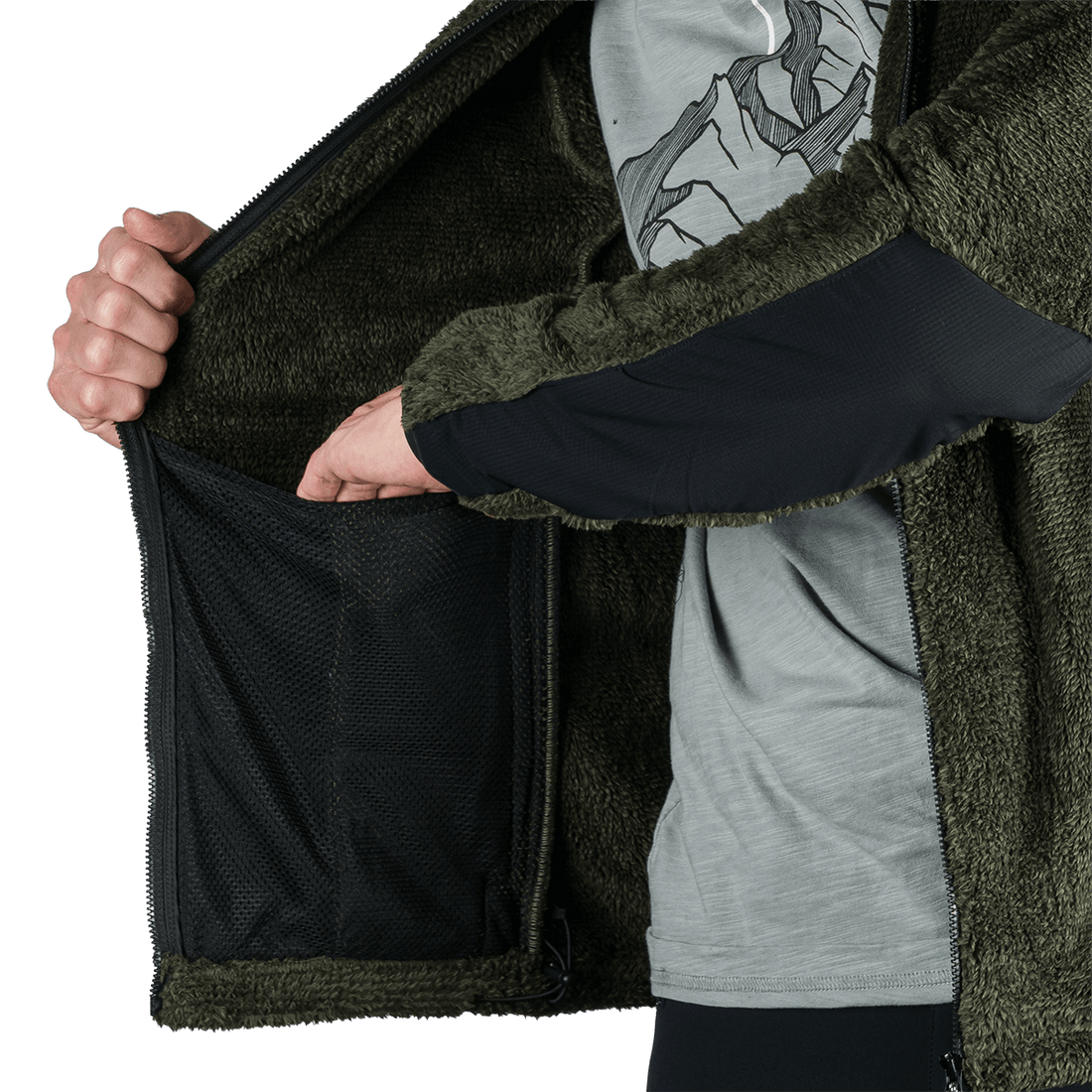 MI-3885OR men's sherpa fleece sweater with reinforcement MIKOLAJ