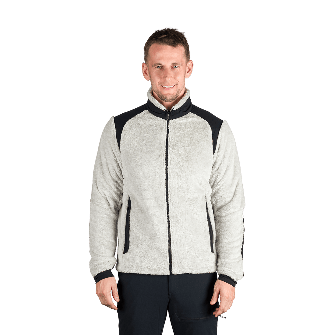 MI-3885OR men's sherpa fleece sweater with reinforcement MIKOLAJ