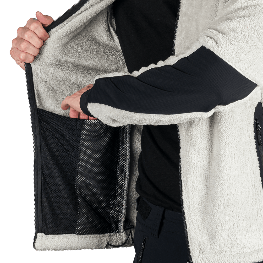MI-3885OR men's sherpa fleece sweater with reinforcement MIKOLAJ