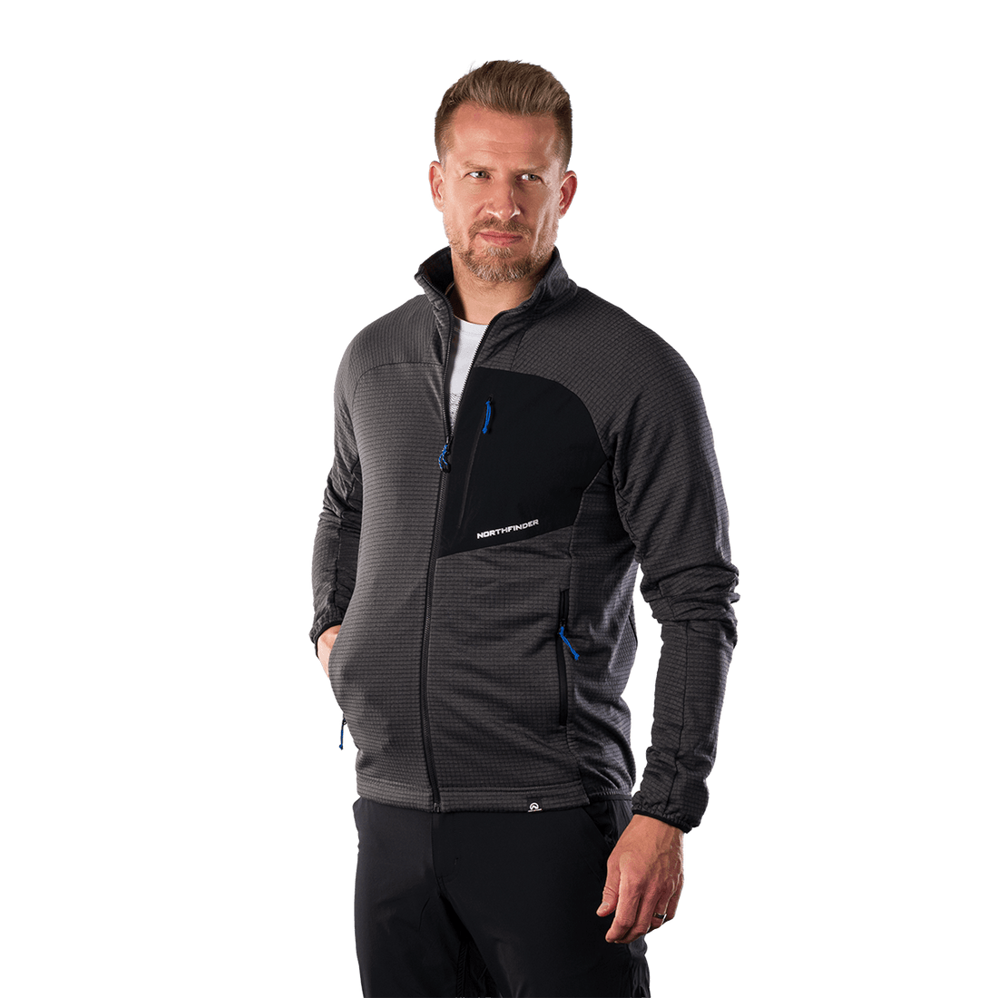 MI-3921OR men's fleece grid sweater EUSTACIO