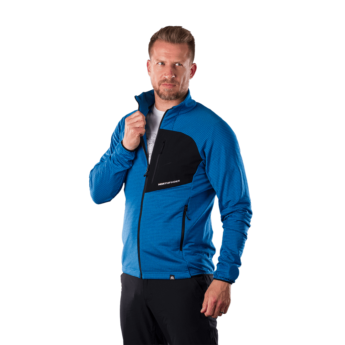 MI-3921OR men's fleece grid sweater EUSTACIO