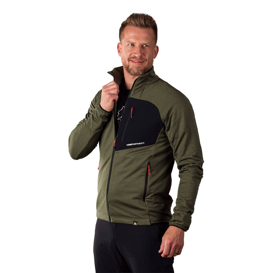 MI-3921OR men's fleece grid sweater EUSTACIO