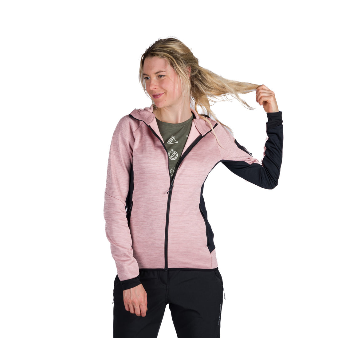 MI-4870OR women's mountain melange fleece hoody sweater COLEEN