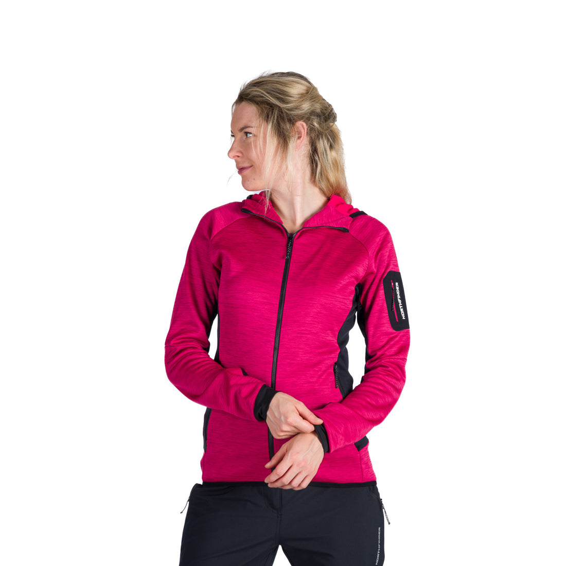 MI-4870OR women's mountain melange fleece hoody sweater COLEEN