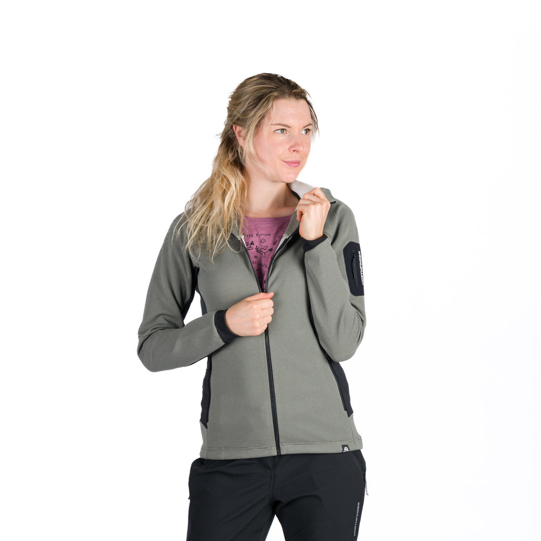 MI-4872OR women's mountain melange fleece hoody sweater MARCELLA