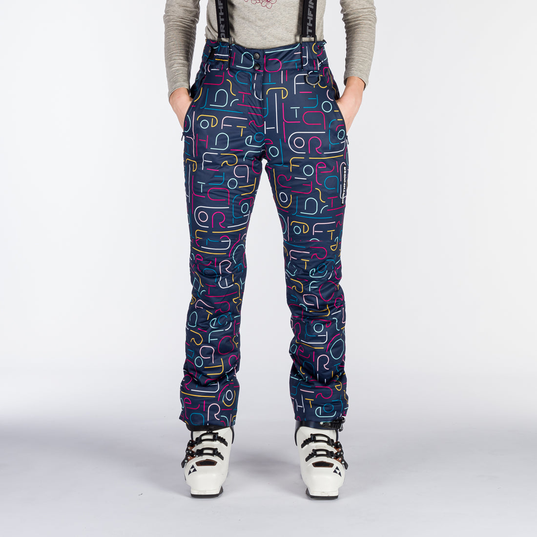 NO-4893SNW women's ski allover print insulated trousers VERNA