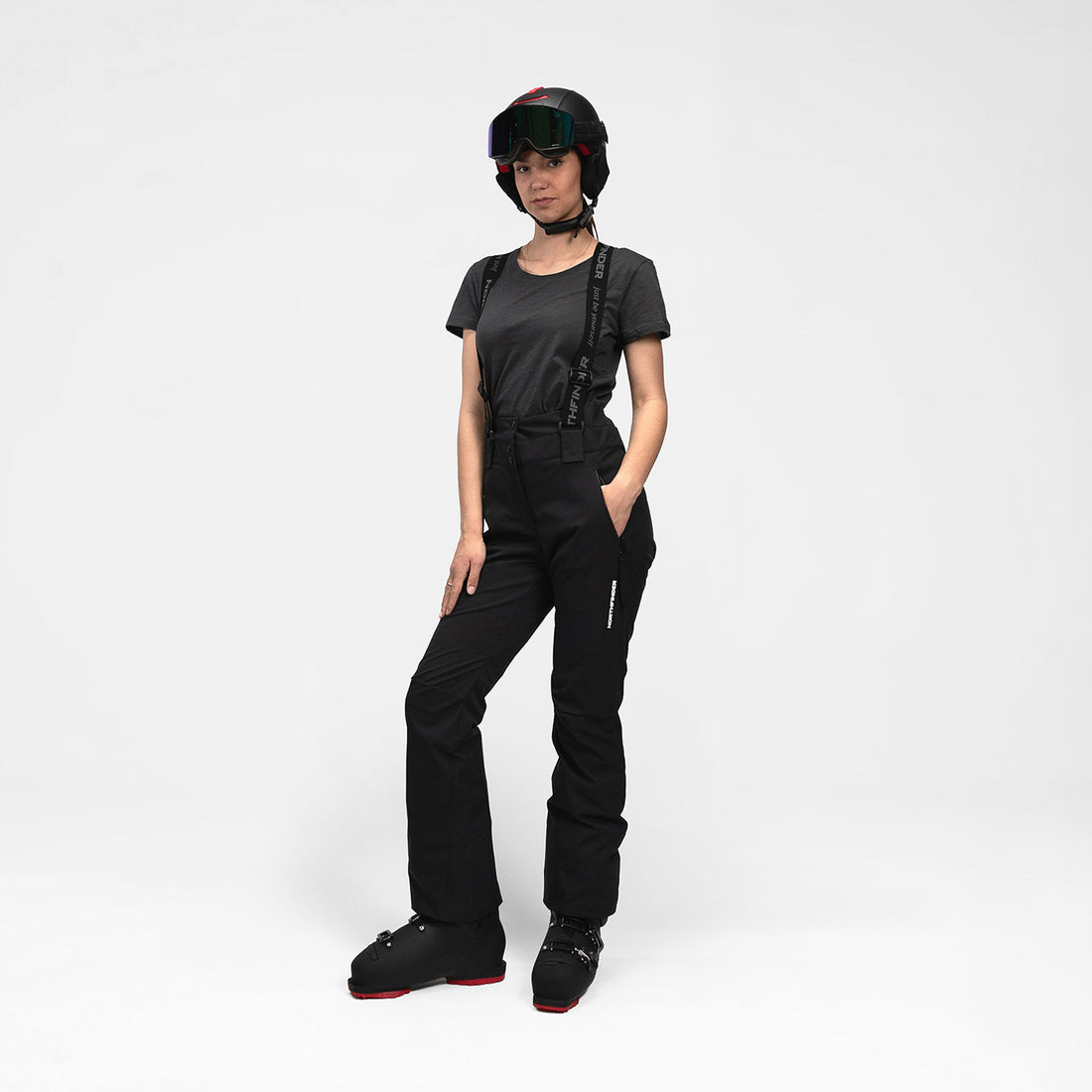 NO-6046SNW women's ski comfortable trousers with braces MYLEE
