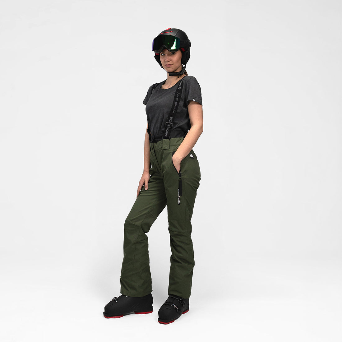 NO-6046SNW women's ski comfortable trousers with braces MYLEE