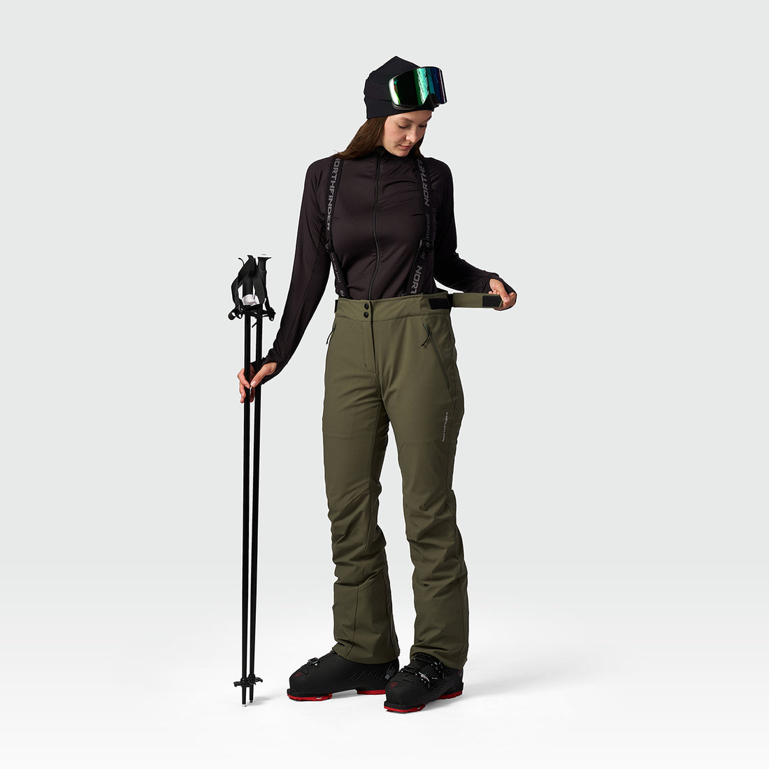 NO-6091SNW women's ski comfortable trousers with braces GEMNA