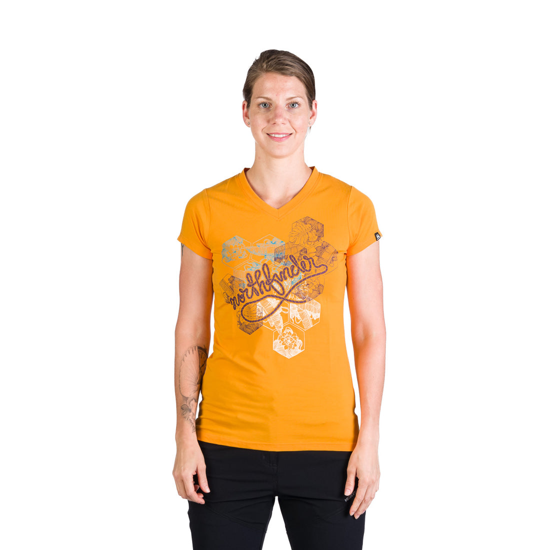 TR-4961OR women's V-neck t-shirt with print SHERRY