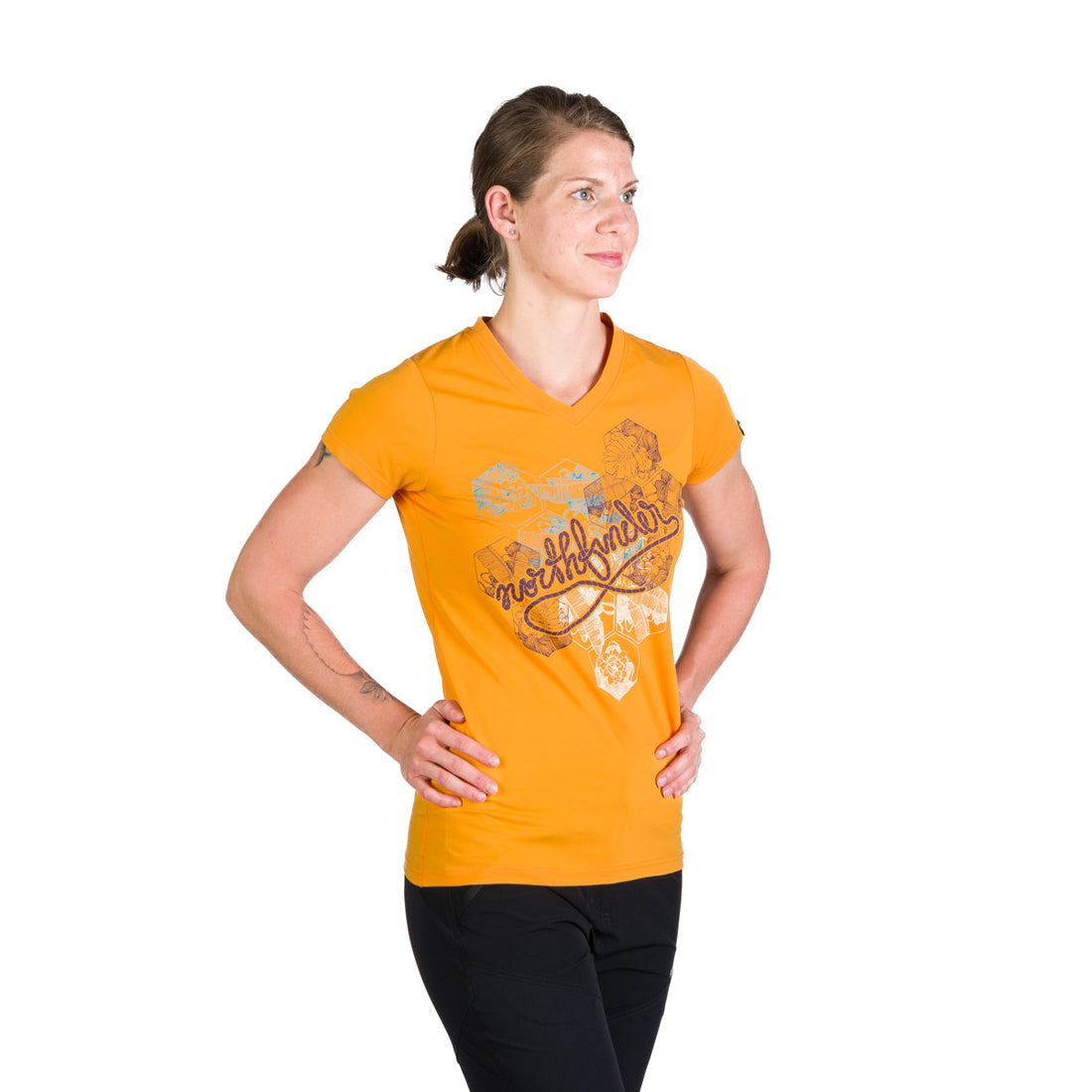 TR-4961OR women's V-neck t-shirt with print SHERRY