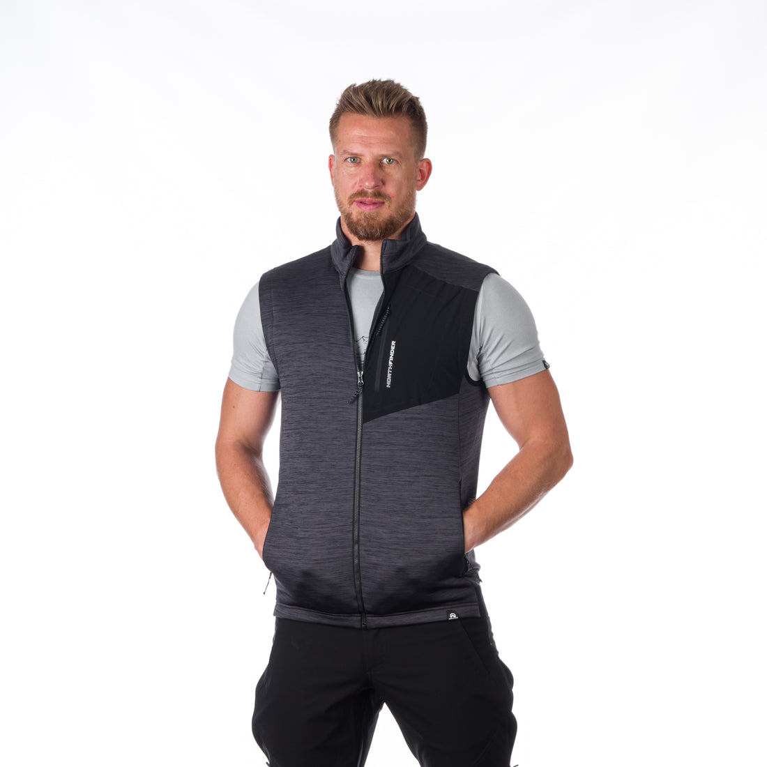 VE-3440OR men's trekking athletic fit melange fleece vest GUY