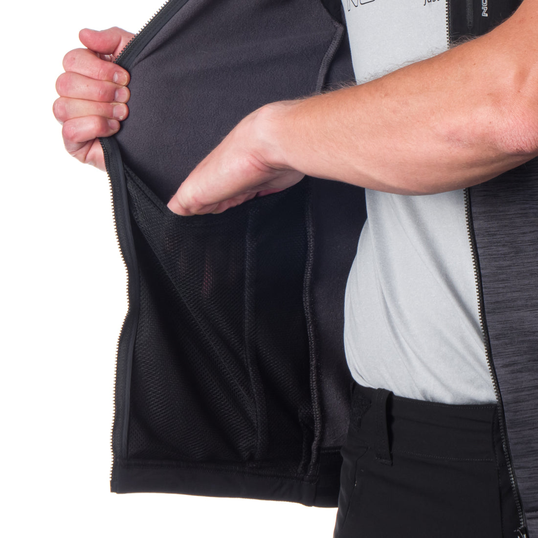 VE-3440OR men's trekking athletic fit melange fleece vest GUY
