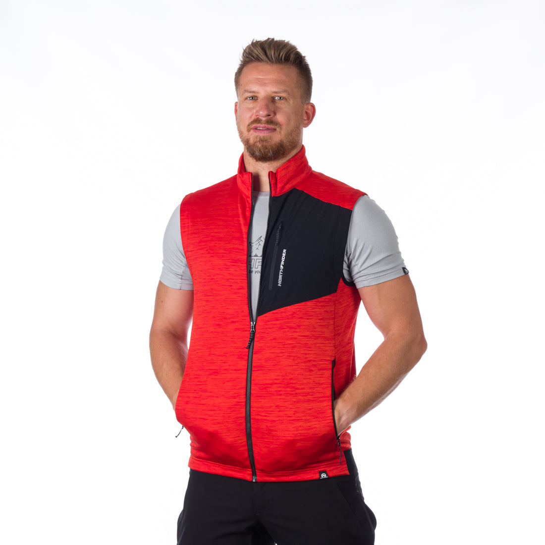 VE-3440OR men's trekking athletic fit melange fleece vest GUY