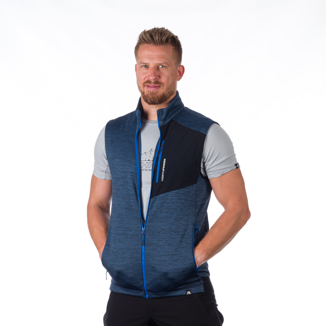 VE-3440OR men's trekking athletic fit melange fleece vest GUY