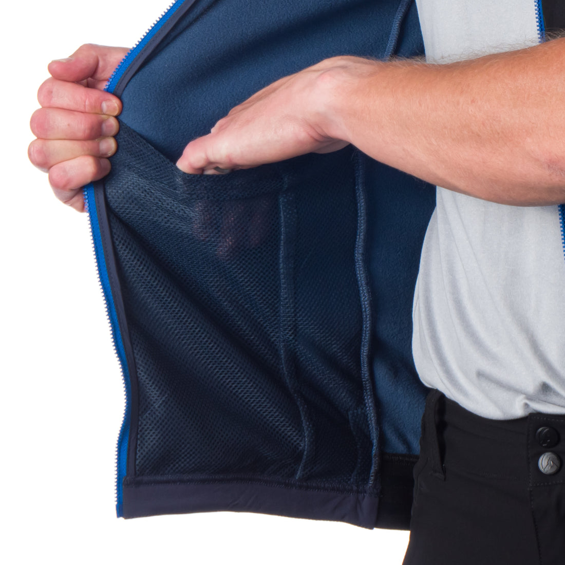 VE-3440OR men's trekking athletic fit melange fleece vest GUY