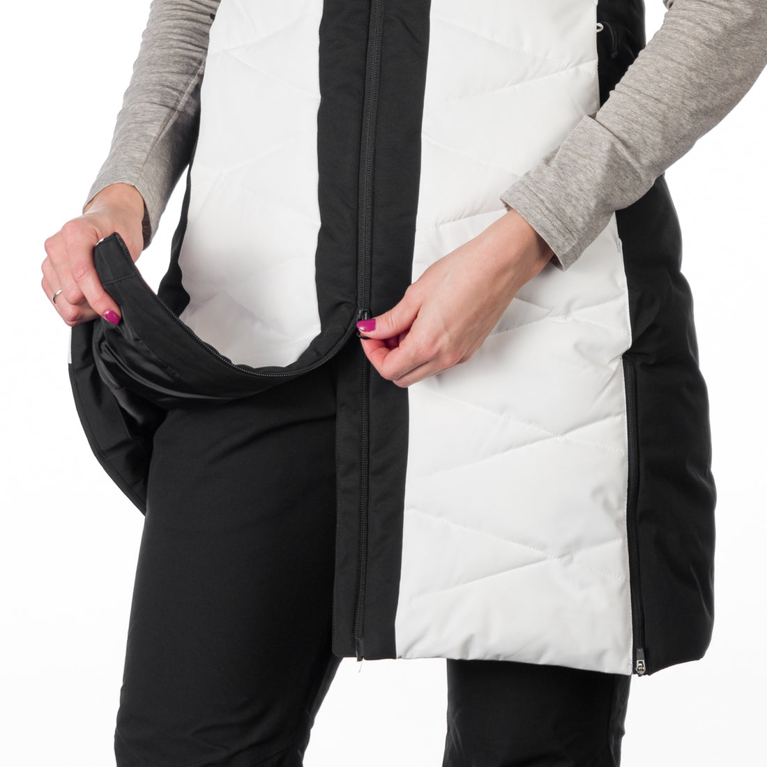 VE-4460SNW women's ski trendy quilted long vest BETTY