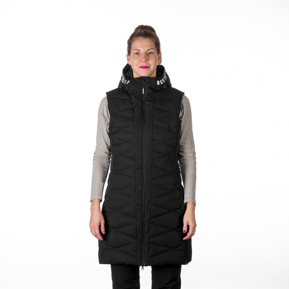VE-4460SNW women's ski trendy quilted long vest BETTY