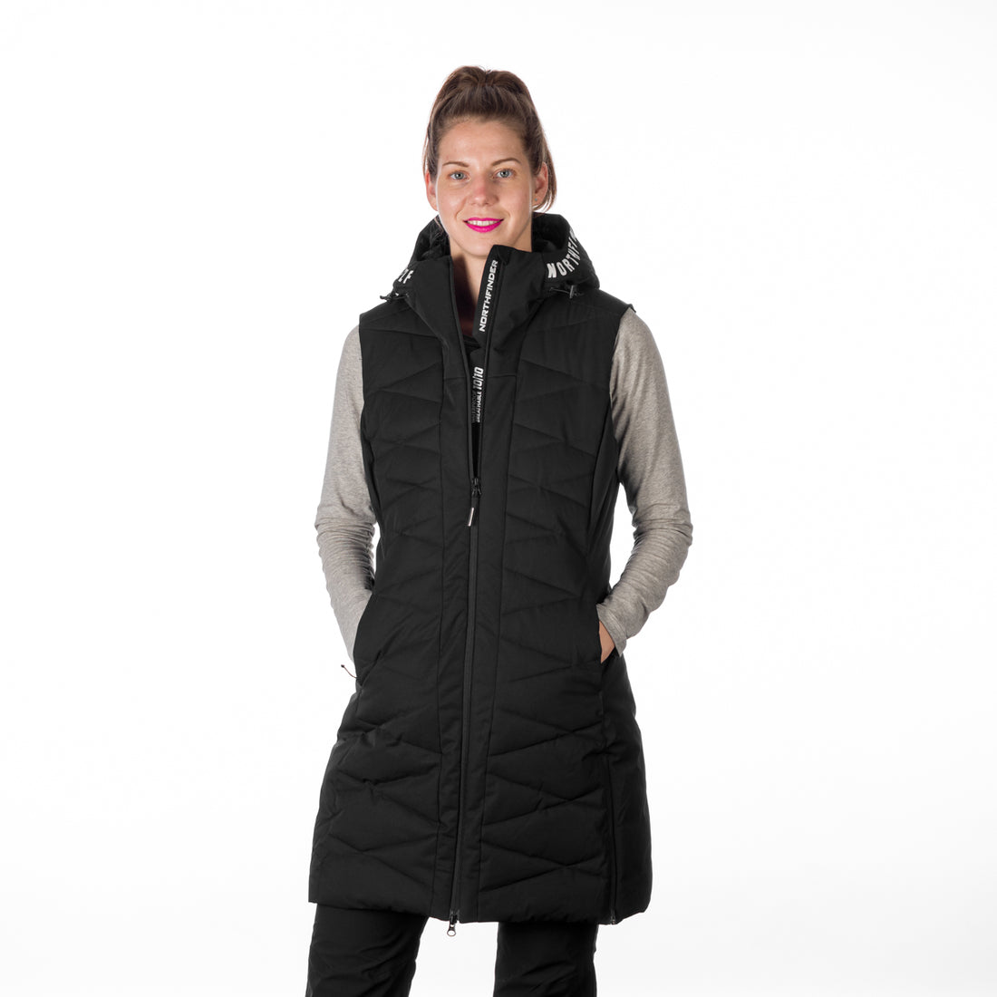 VE-4460SNW women's ski trendy quilted long vest BETTY