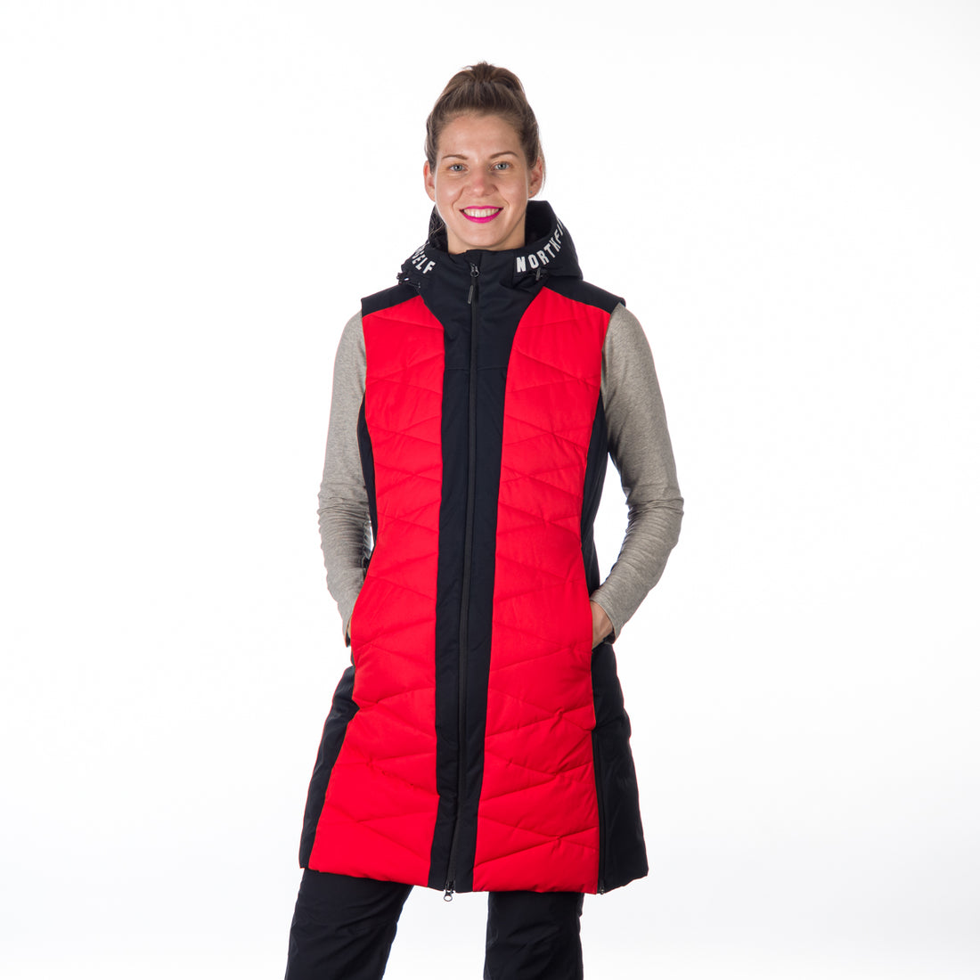 VE-4460SNW women's ski trendy quilted long vest BETTY